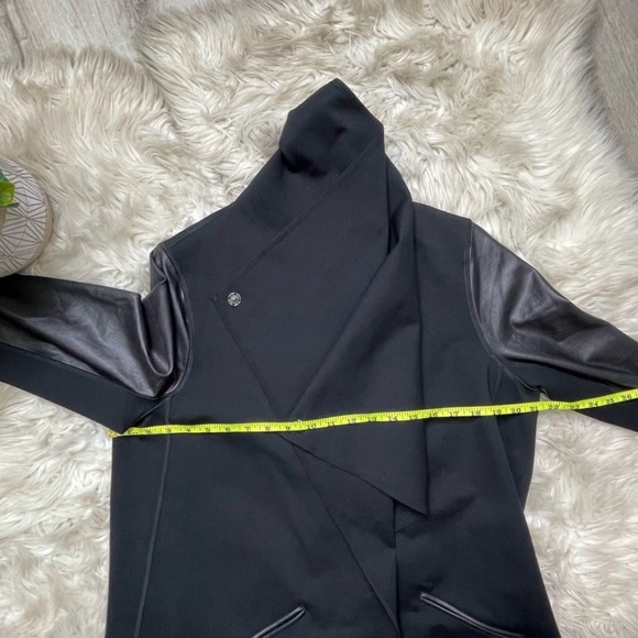 SPANX Black Leather Drape Front Jacket - Picture 6 of 8
